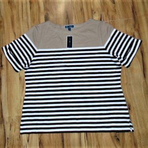 NWT Karen Scott Striped Boat Neck Coconut Palm Top